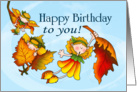 Autumn Pixie Birthday card