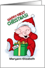 First Christmas Peek-a-Boo Baby Personalized Greeting card