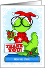 Christmas Bookworm Thank You Card