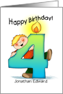 Personalized 4th Birthday Boy Milestone card