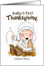 Baby Pilgrim Girl’s First Thanksgiving Personalized card
