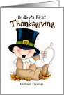 Baby Pilgrim Boy’s First Thanksgiving Personalized card