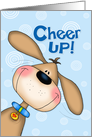 Cheer Up Brown Pup on Blue Encouragement card