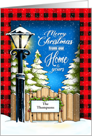 Snowy Lamplight Christmas Home Custom card