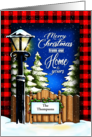 Snowy Lamplight Christmas Home Custom card