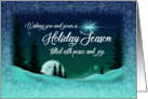 Peaceful Snowy Moon Holiday Wishes card
