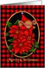 Merry Christmas Poinsettia Mouse Red Plaid card