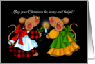 Merry Bright Christmas Candle Mice card