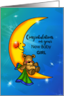 Baby Bear Moon Congratulations Customize Gender card