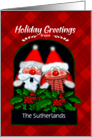 Personalized Christmas Holiday Santa Pair with Holly From Family Name card