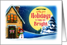 Happy Holiday Bright Moonlit Snowy Scene card