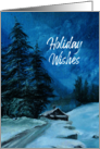 Holiday Wishes Snowy Mountain Cabin Scene card