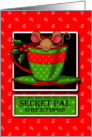 Secret Pal Mouse in a Holiday Teacup card