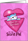 Secret Pal Bear in a Valentine Heart card