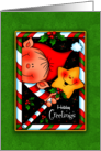 Holiday Greetings Peeking Elf and Happy Star card