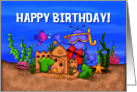Birthday Sandcastle Undersea Waterbug card