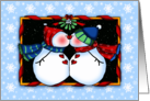 Mistletoe Kissing Snowmen card