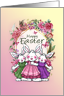 Floral Framed Easter Bunny Trio card