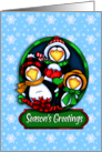 Holiday Penguin Trio Greetings card