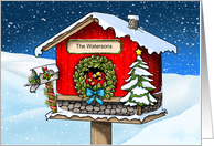 Personalized Christmas Family Birdhouse card