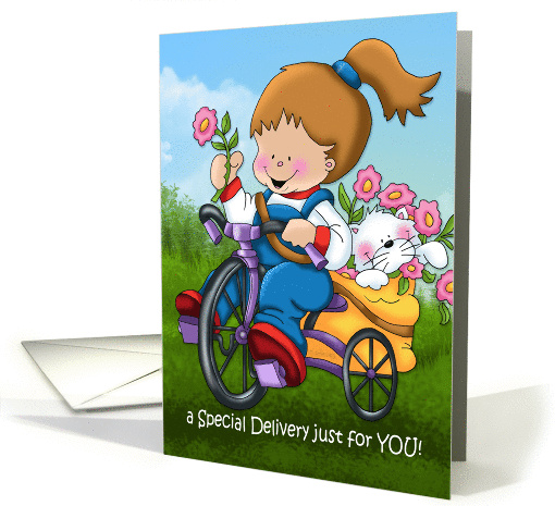 Special Birthday Delivery Messenger Girl card (1388024)