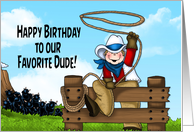 Rope Swinging Cowboy Birthday card