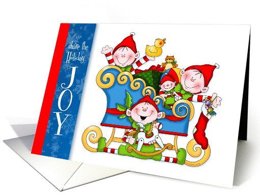 Elves Filled with Joy Share a Sleigh Filled with Toys card (1388288)