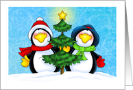 Lighting It Up Holiday Penguins card