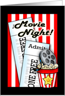 Movie and Popcorn Night is Here card