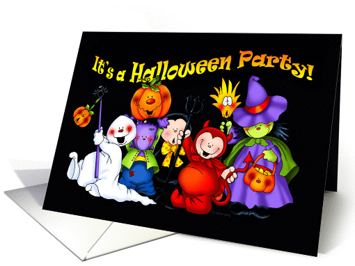 Time for Tricks and Lots of Halloween Treats Party card (1388528)