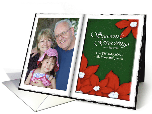 Holiday Poinsettias Photo Album Greetings for You card (1389016)