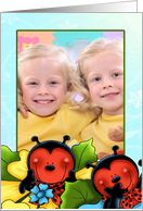Giggles and Ladybug Hugs Photo Card