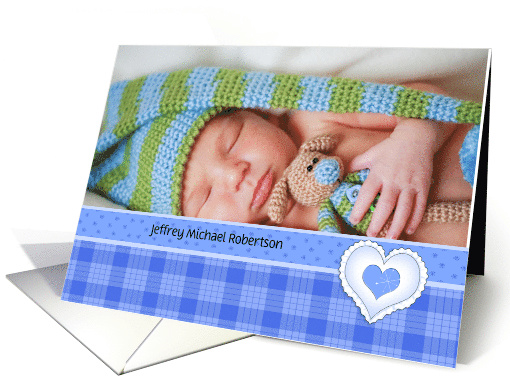 Baby Boy Blues Arrival Announcement Photo card (1389350)