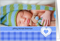 Baby Boy Blues Arrival Announcement Photo Card