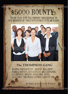 Outlaw Party Gang Wanted Poster Photo Card Invitation