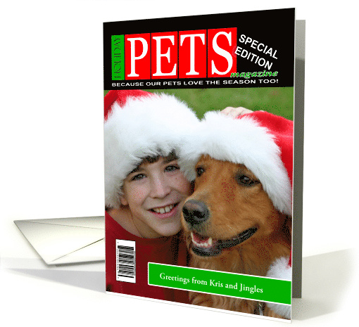 Holiday Pets Mock Magazine Cover Photo card (1389494)
