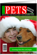 Holiday Pets Mock Magazine Cover Photo Card