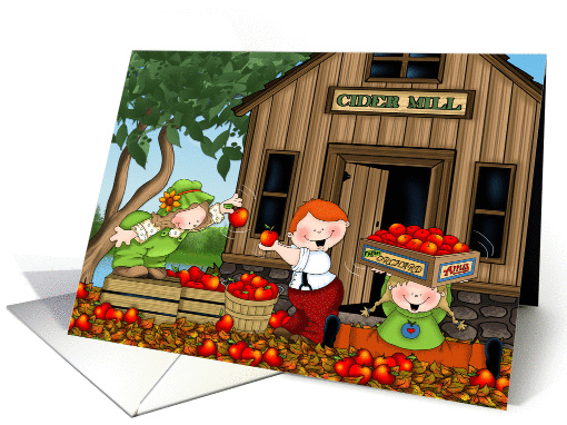 Autumn Apple Kids Greetings from Happyville card (1398310)