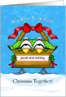 First Christmas Together Penguins Personalized Greeting card