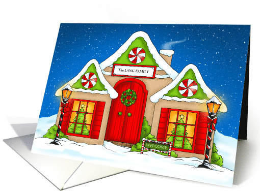 Holiday Snow Cottage Welcome Personalized Greeting card (1404314)