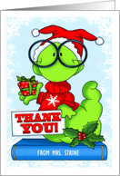 Christmas Bookworm Thank You Card