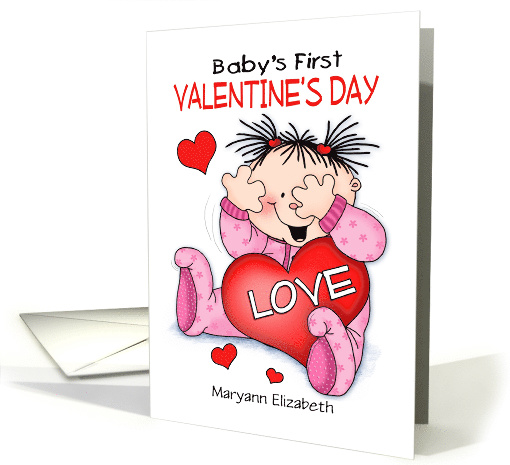 Peek-a-Boo Baby Girl First Valentine card (1415564)
