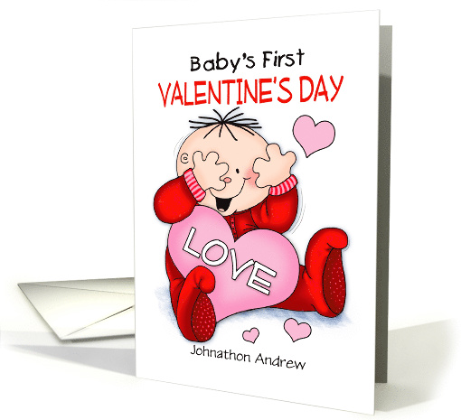 Peek-a-Boo Baby Boy First Valentine card (1415566)