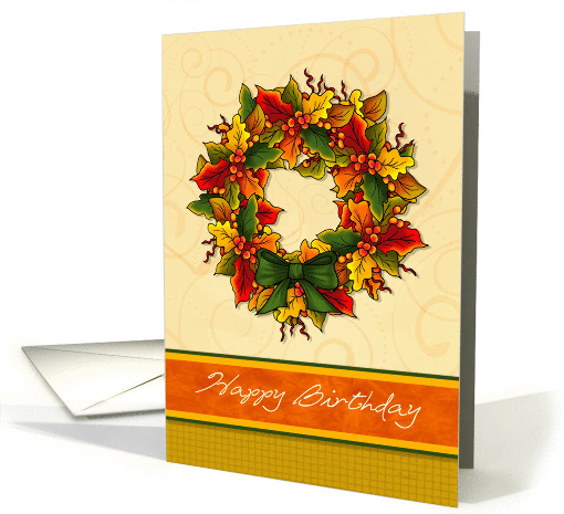 Autumn Wreath Birthday Wishes card (1448240)
