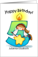 Personalized 5th Birthday Girl Milestone card