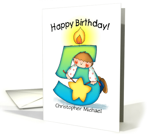 Personalized 5th Birthday Boy Milestone card (1449144)