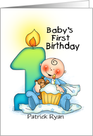 Personalized 1st Birthday Boy Milestone card