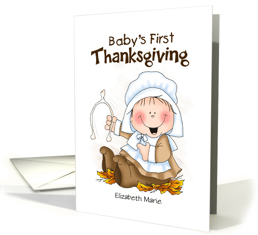 Baby Pilgrim Girl's First Thanksgiving Personalized card (1466914)