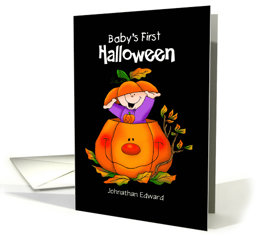 Pumpkin Baby's First Halloween Personalized card (1466920)