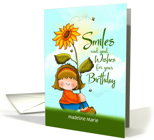 Sunflower Birthday Smiles Personalized card (1491660)